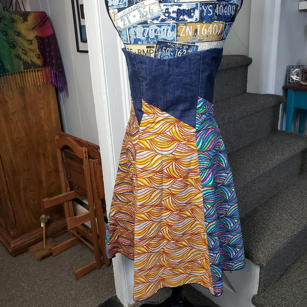 HANDMADE DENIM PATCHWORK DRESS! - Picture 5 of 16